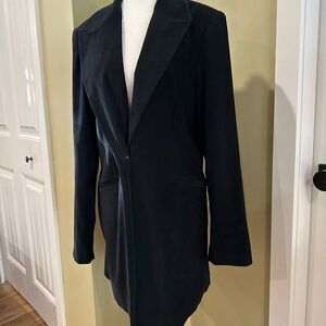 Reitmans Long Black Velvet Blazer Jacket